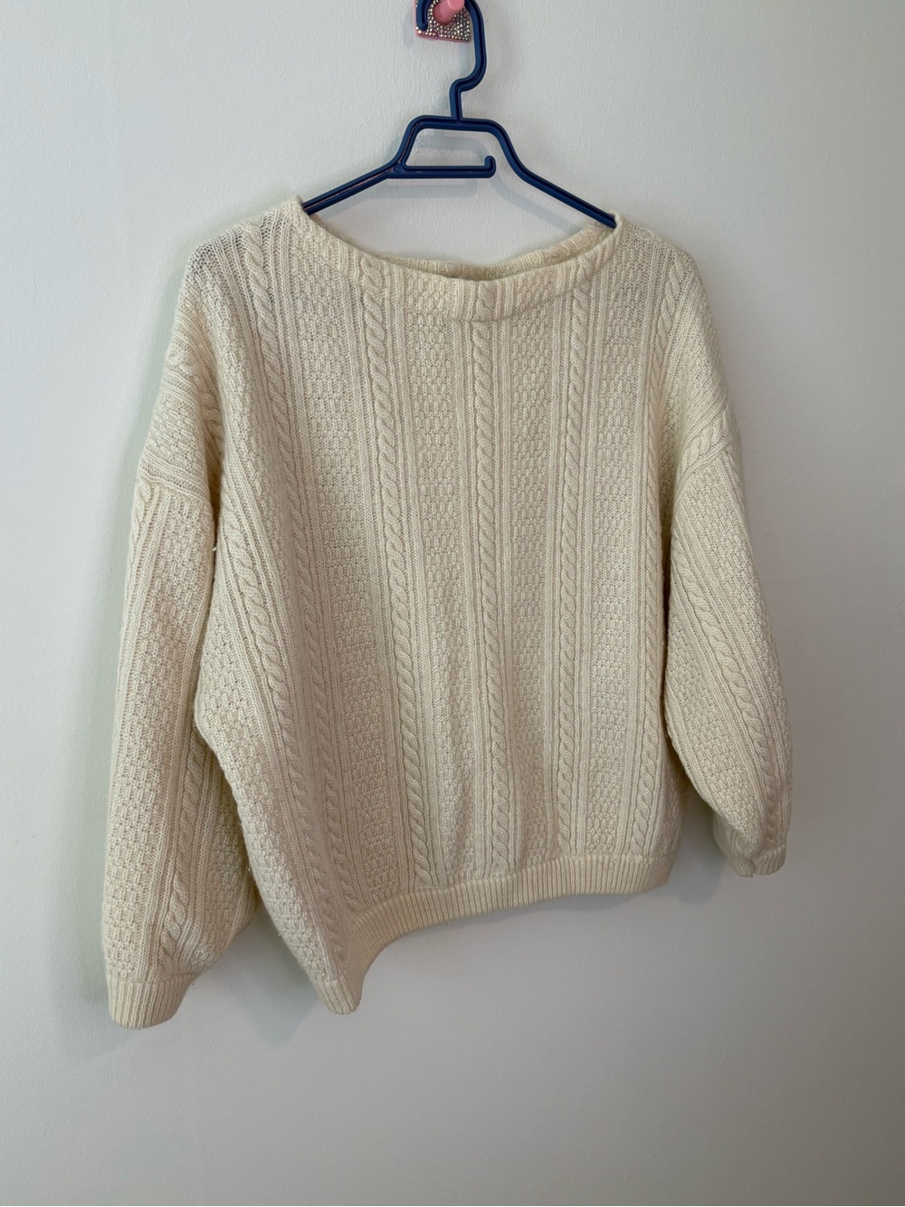 Vintage Cream Cable Knit Women's Sweater